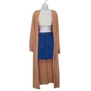 Boohoo Ribbed Longline Kimono Kaftan Jacket